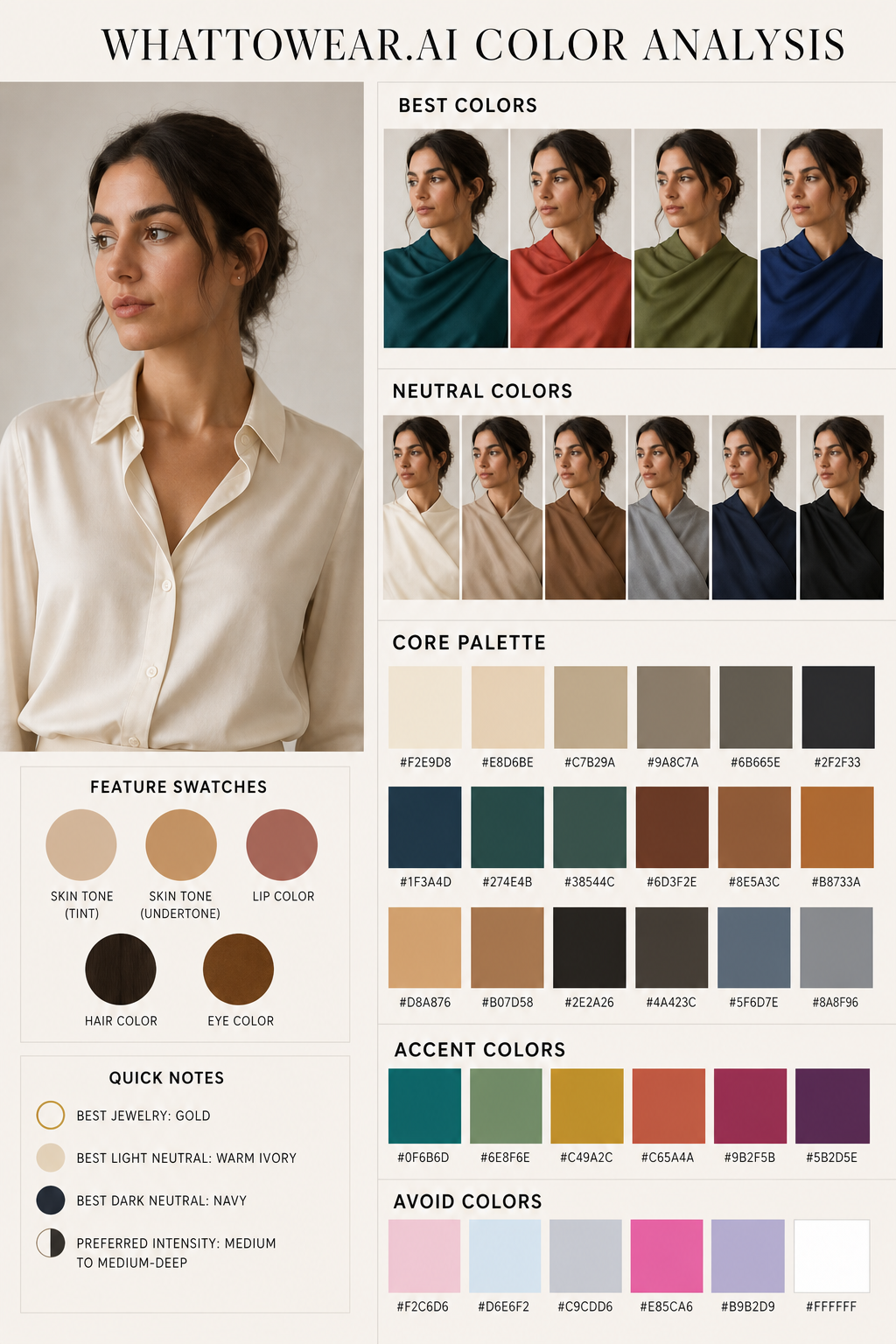 Personal color analysis board example